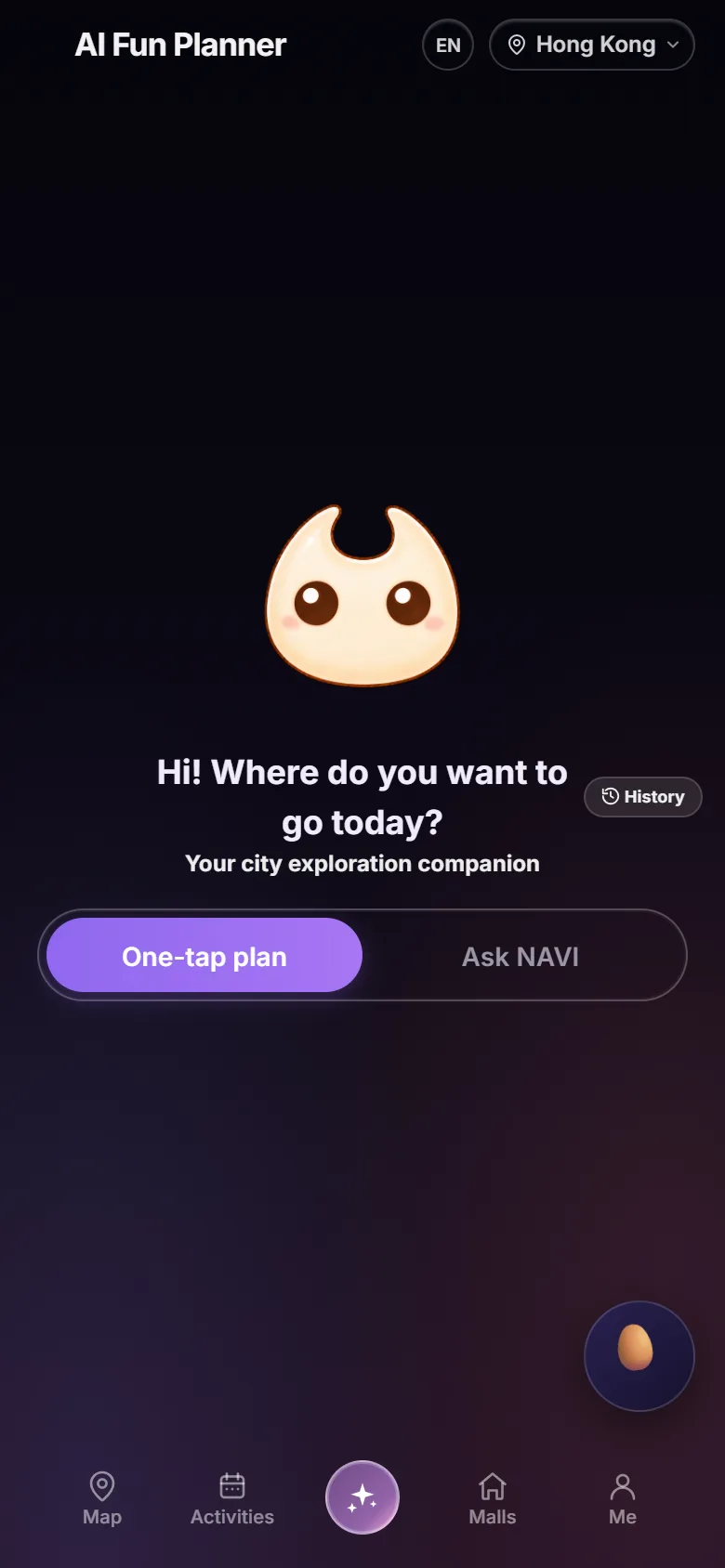 The SeenzGo Web App home screen with NAVI